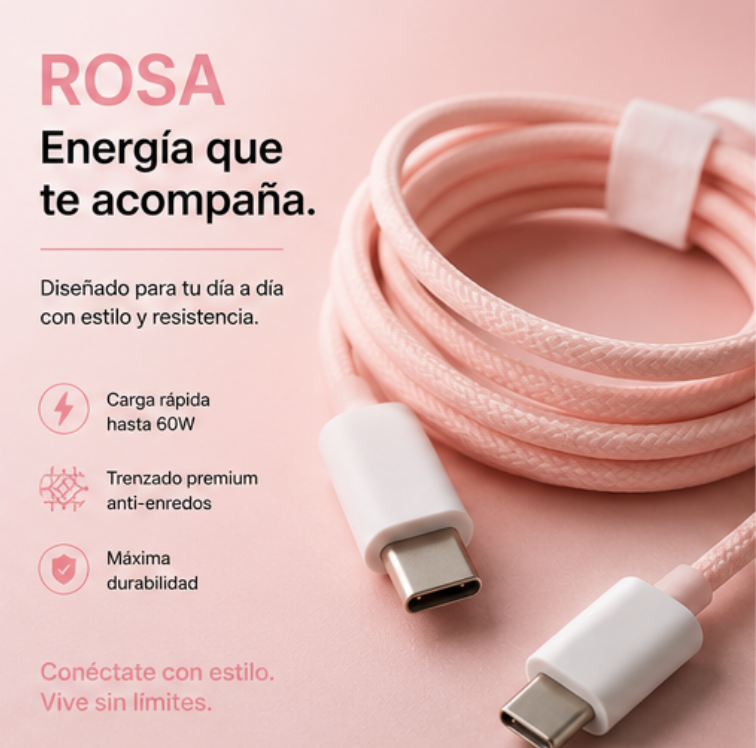 ⚡ Cable USB-C a USB-C de carga rápida y alto rendimiento