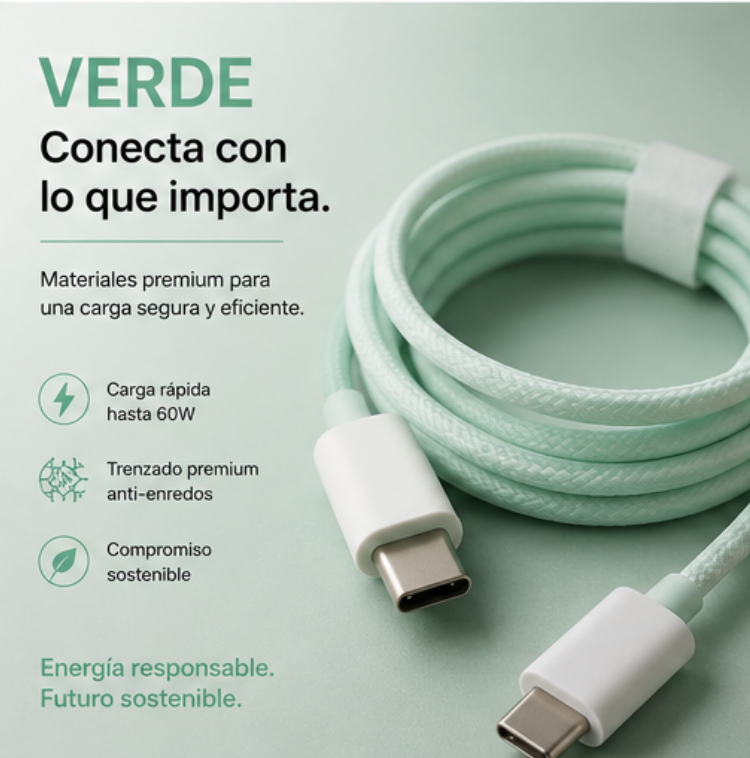⚡ Cable USB-C a USB-C de carga rápida y alto rendimiento