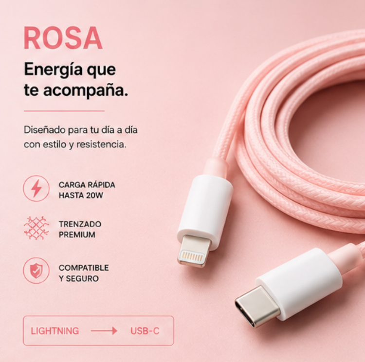 🍏 Cable USB-C a Lightning para carga rápida en iPhone