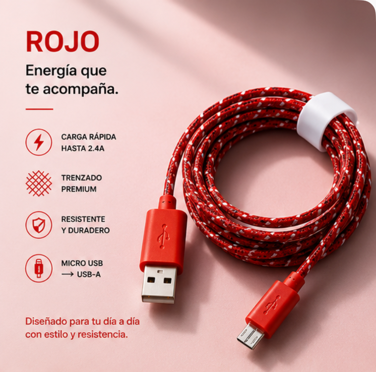 🔌 Cable Micro USB resistente para el día a día