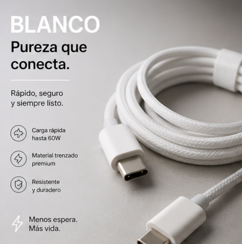 ⚡ Cable USB-C a USB-C de carga rápida y alto rendimiento