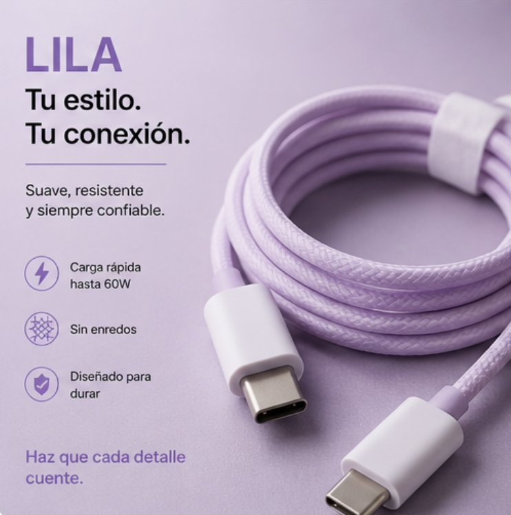 ⚡ Cable USB-C a USB-C de carga rápida y alto rendimiento