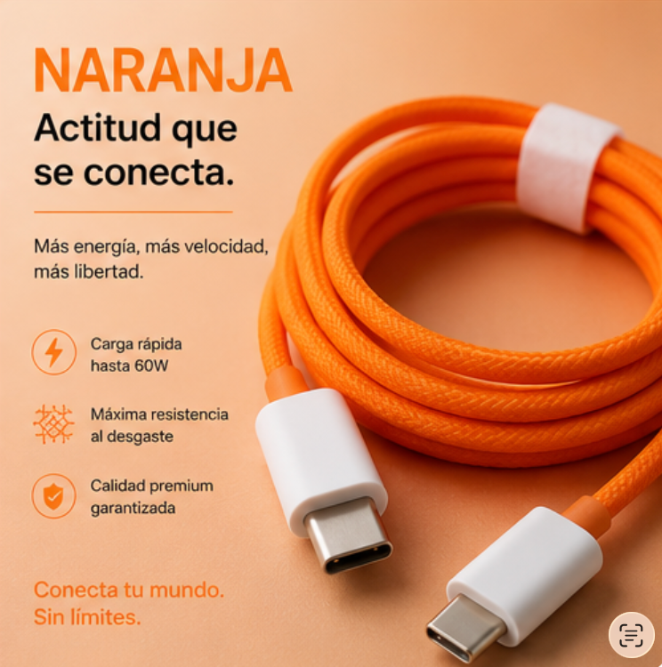 ⚡ Cable USB-C a USB-C de carga rápida y alto rendimiento